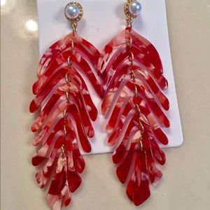 Red ❤️ 🌴 boho palm frond earrings